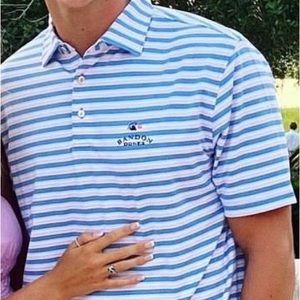Bandon Dunes Golf Polo, Peter Millar, Size - M, Color - Blue / Pink / White